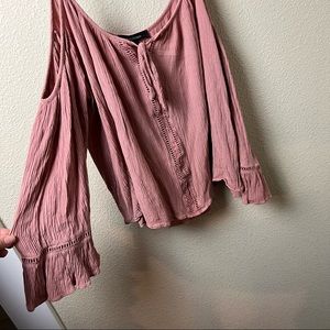 Long sleeve cold Shoulder Top with Flare Sleeves